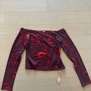 Reformation Off the Shoulder Floral Red Top